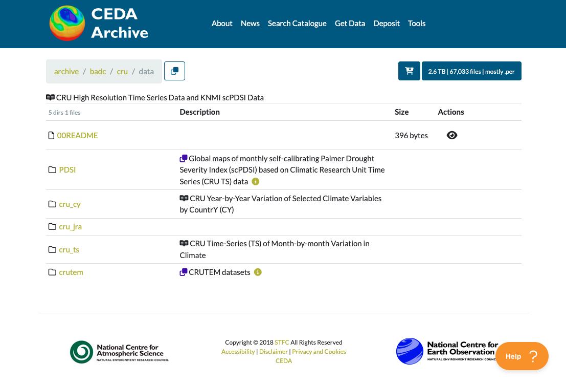 ceda archive data browser