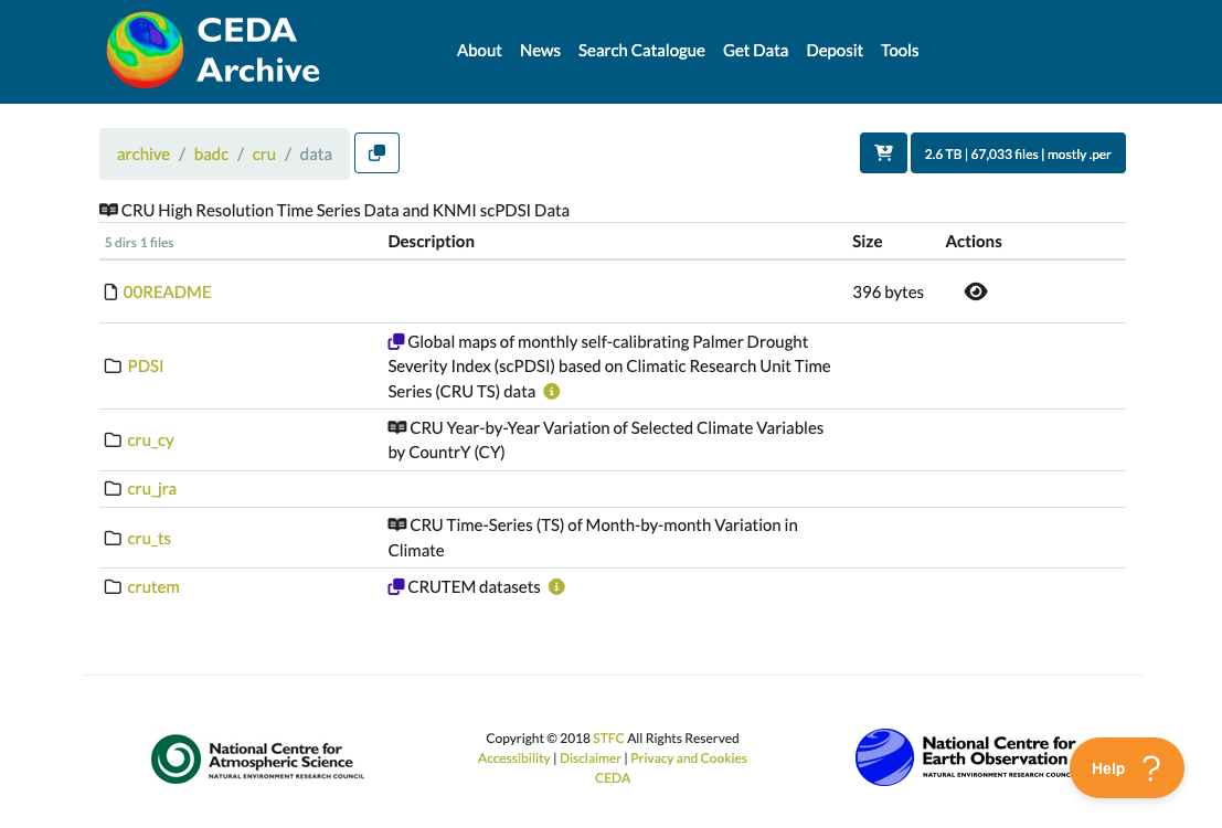 ceda archive data browser