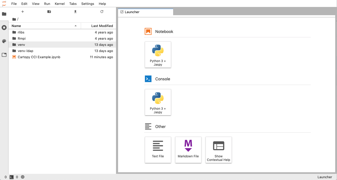 JupyterLab interface