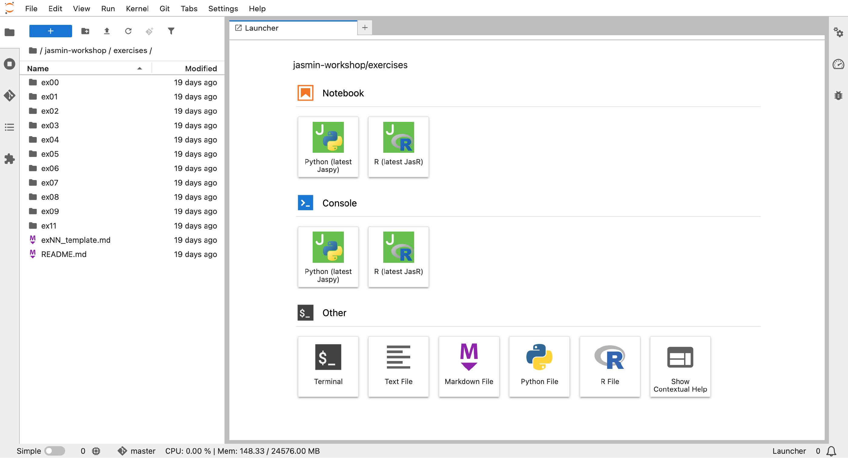 JupyterLab interface
