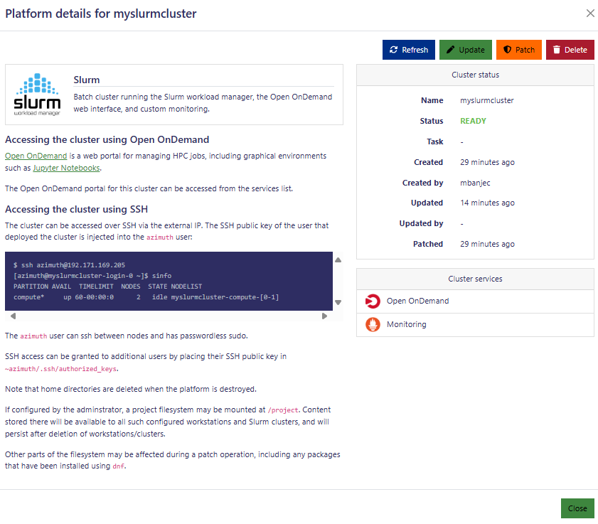 Slurm cluster Details