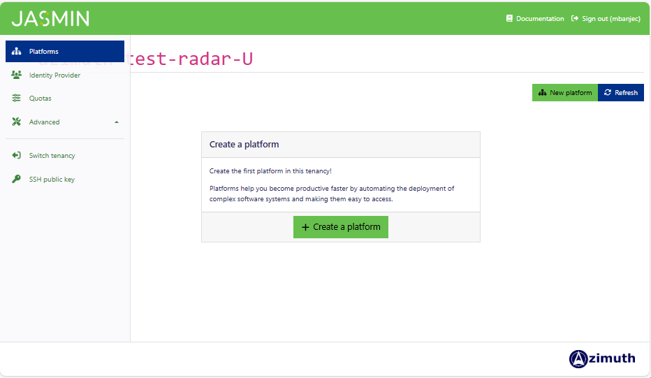 Platform landing page