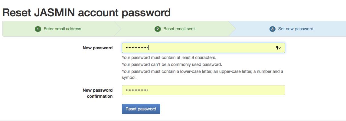 Enter new password & click Reset password